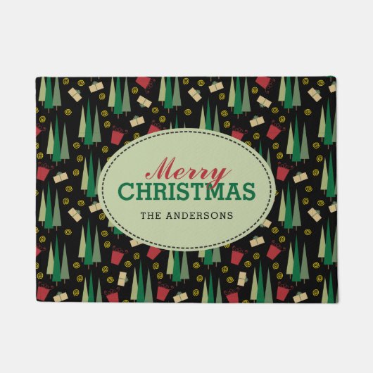 Retro Kerstboompatroon Deurmat (Voorkant)
