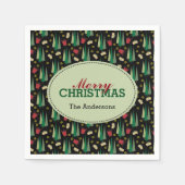 Retro kerstboompatroon script servetten (Voorkant)