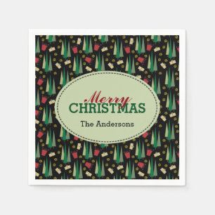 Retro kerstboompatroon script servetten