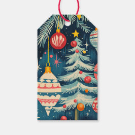 Retro Kerstboomversiering Cadeaulabel