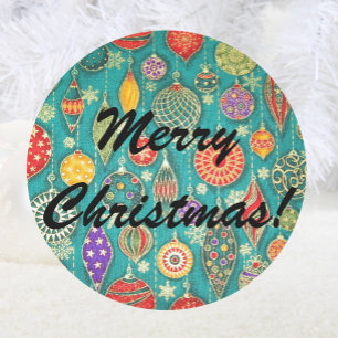 Retro kerstboomversieringen Envelopzegels Ronde Sticker