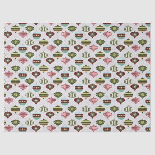 Retro kerstboomversieringen op witte ontkoppeling tissuepapier (Voorkant)