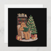 Retro Kerstbrood Lezen Boeken Kerstmis Leraar Feestdagenkaart (Voorkant / Achterkant)