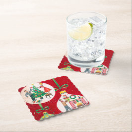 Retro kerstbulb Holiday party onderzetter