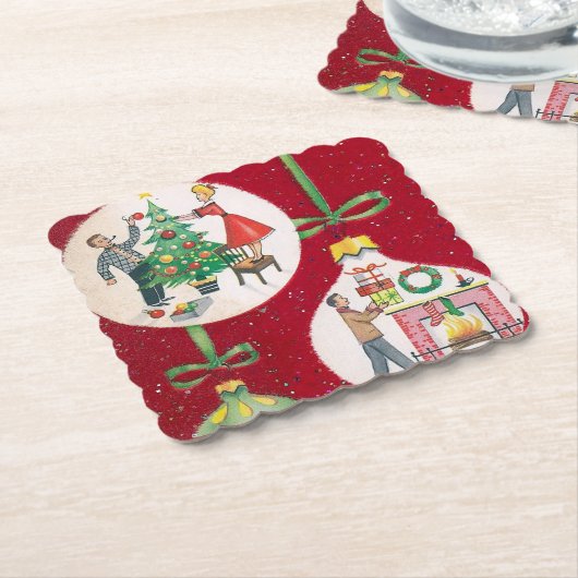 Retro kerstbulb Holiday party onderzetter (Gebogen)