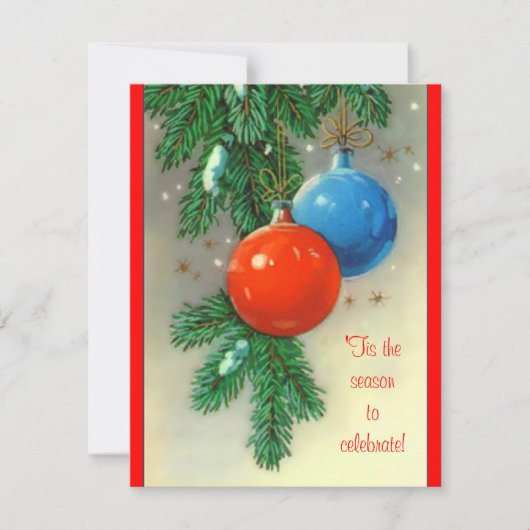 Retro-kerstbulbons Kaart (Voorkant)