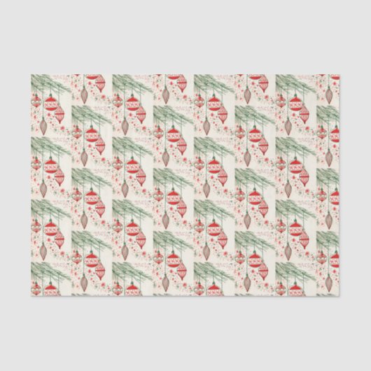  retro kerstbulbpatroonplaat tissuepapier (Voorkant)