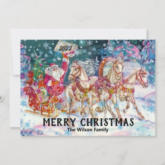 Retro  kerstcadeau, aangepast kerstfeest feestdagenkaart (Voorkant)