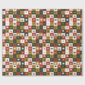 Retro kerstcadeau cadeaupapier (Vlak)