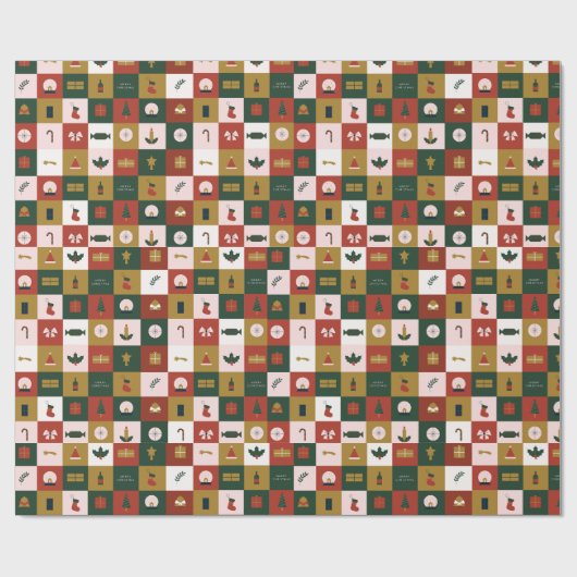 Retro kerstcadeau cadeaupapier (Vlak)