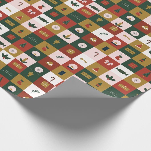 Retro kerstcadeau cadeaupapier (Hoek)