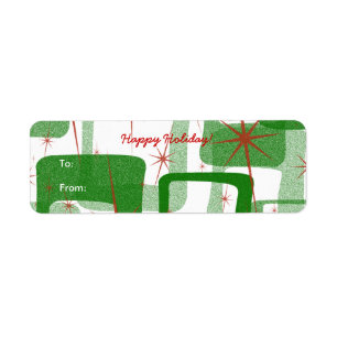 Retro kerstcadeau Label stickers