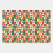 Retro kerstcadeaupapier - 3 vellen (Voorkant 3)