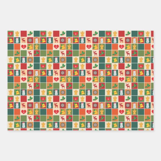 Retro kerstcadeaupapier - 3 vellen (Voorkant 2)