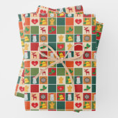 Retro kerstcadeaupapier - 3 vellen (In situ)