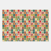 Retro kerstcadeaupapier - 3 vellen (Voorkant)