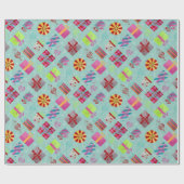 Retro kerstcadeaus cadeaupapier (Vlak)