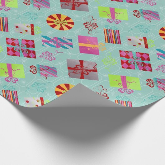 Retro kerstcadeaus cadeaupapier (Hoek)