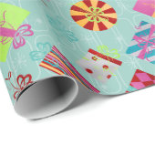 Retro kerstcadeaus cadeaupapier (Rol Hoek)