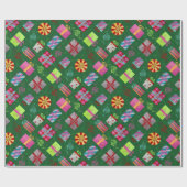 Retro kerstcadeaus cadeaupapier (Vlak)