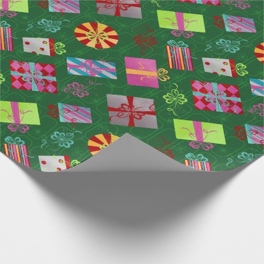 Retro kerstcadeaus cadeaupapier (Hoek)