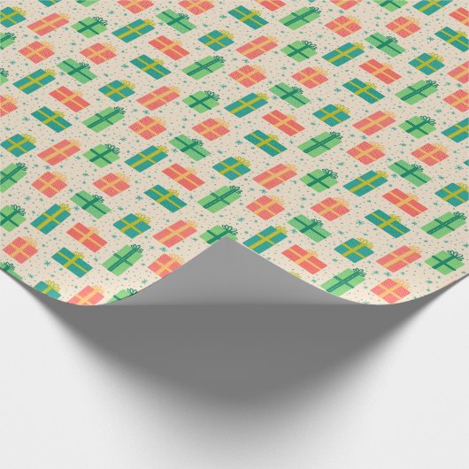 Retro kerstcadeaus cadeaupapier (Hoek)