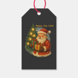 “Retro kerstcadeautag – Kerstman met cadeaus” Cadeaulabel