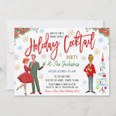 Retro-kerstcocktail-party uitnodiging (Voorkant)