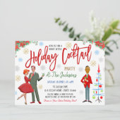 Retro-kerstcocktail-party uitnodiging (Staand voorkant)