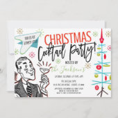 Retro-kerstcocktail-party uitnodiging (Voorkant)