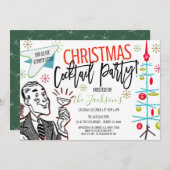 Retro-kerstcocktail-party uitnodiging (Voorkant / Achterkant)