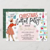Retro-kerstcocktail-party uitnodiging (Voorkant / Achterkant)