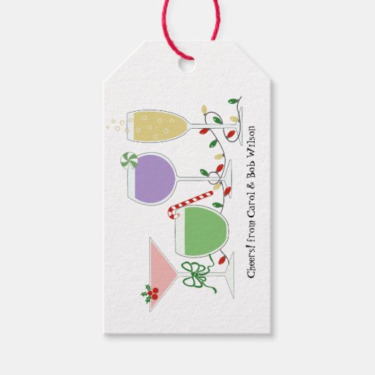 Retro kerstcocktails cadeaulabel (Voorkant)