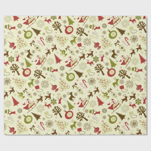 Retro kerstcollage cadeaupapier (Vlak)