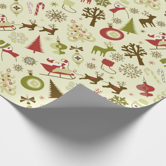Retro kerstcollage cadeaupapier (Hoek)