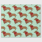 Retro-kerstdachshund-dogpapier Cadeaupapier (Vlak)