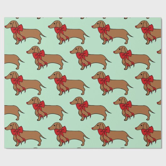 Retro-kerstdachshund-dogpapier Cadeaupapier (Vlak)