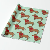 Retro-kerstdachshund-dogpapier Cadeaupapier (Uitgerold)