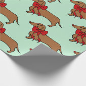 Retro-kerstdachshund-dogpapier Cadeaupapier (Hoek)