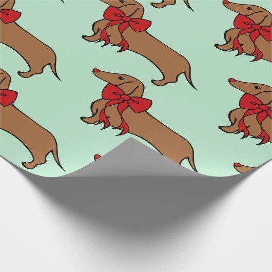 Retro-kerstdachshund-dogpapier Cadeaupapier (Hoek)