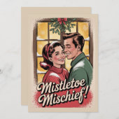 Retro Kerstdag Ondeugendheid Kerstmis Jaren 50 Vin Feestdagenkaart (Voorkant / Achterkant)