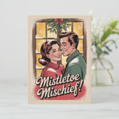 Retro Kerstdag Ondeugendheid Kerstmis Jaren 50 Vin Feestdagenkaart (Staand voorkant)