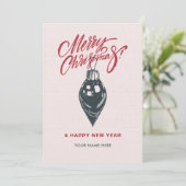 Retro kerstdecoratiebal feestdagenkaart (Staand voorkant)