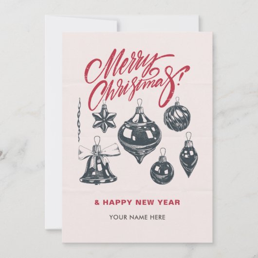 Retro kerstdecoratieballen feestdagenkaart (Voorkant)