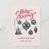 Retro kerstdecoratieballen feestdagenkaart (Voorkant / Achterkant)