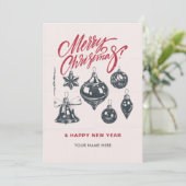 Retro kerstdecoratieballen feestdagenkaart (Staand voorkant)