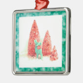 Retro-kerstdeer met Aqua-Lijst Metalen Ornament (Links)