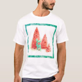 Retro-kerstdeer met Aqua-Lijst T-shirt (Voorkant)