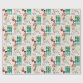 Retro Kerstdenking van jullie vrouwfeest-rap Cadeaupapier (Vlak)