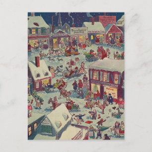 Retro Kerstdorp Chaos Holiday Briefkaart